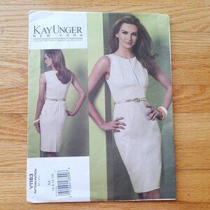 Dress Sewing Pattern Sz 6-12 Vogue 1183 Designer Kay Unger Fitted Mid-Knee Lined